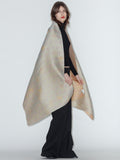 CHARLIE wool and silk scarf in Beige worn by a model