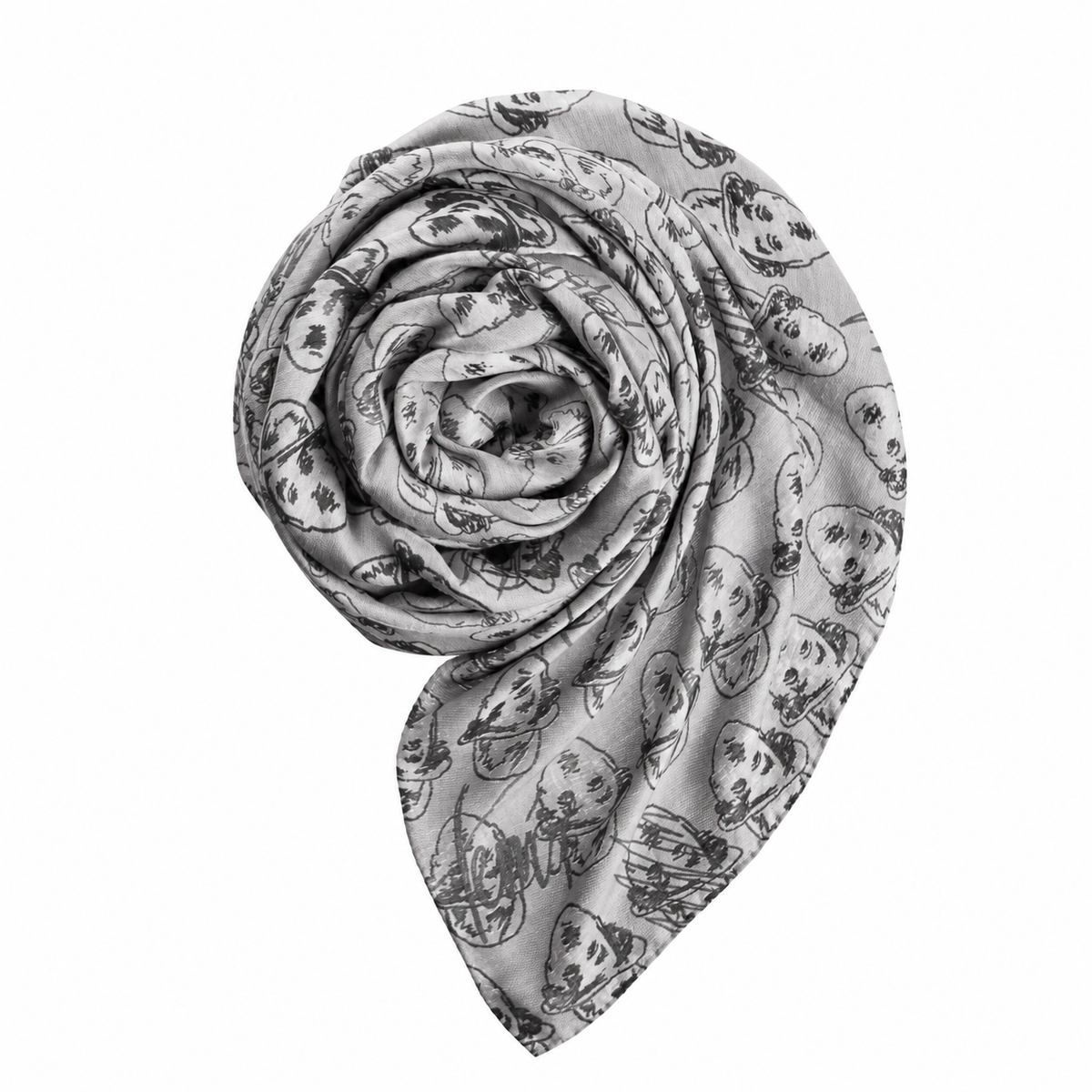 CHARLIE viscose and silk scarf in Gray