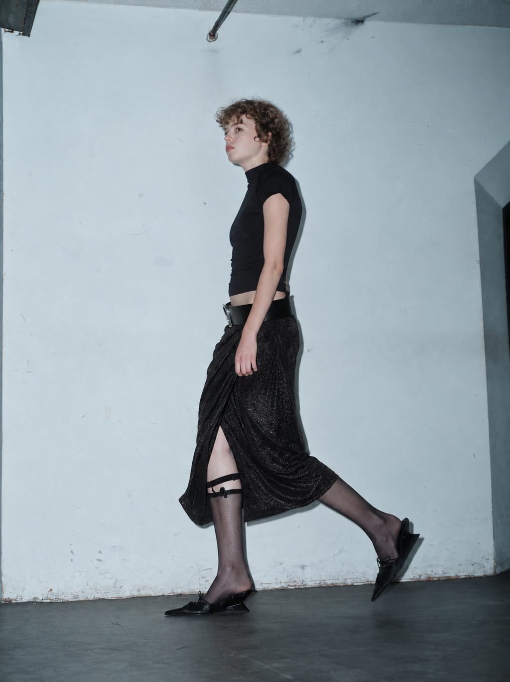 MUSTIQUE — Draped Skirt — Black Shimmer