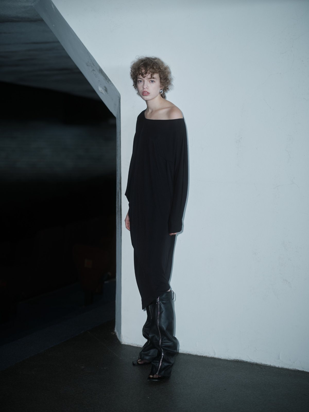 DISRUPTIVE BABE dress in Black Fluid by Xenia Joost, front view