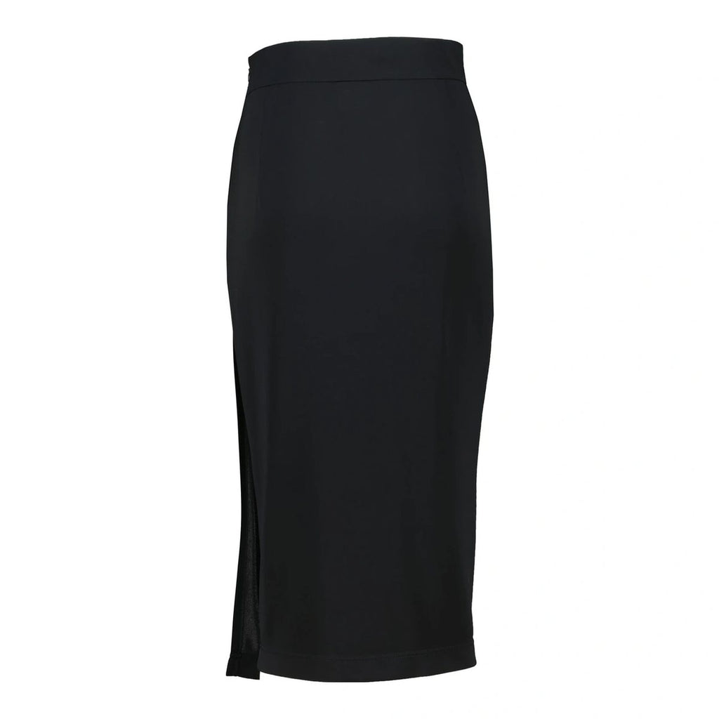 MUSTIQUE draped skirt in fluid black fabric by Xenia Joost, back view