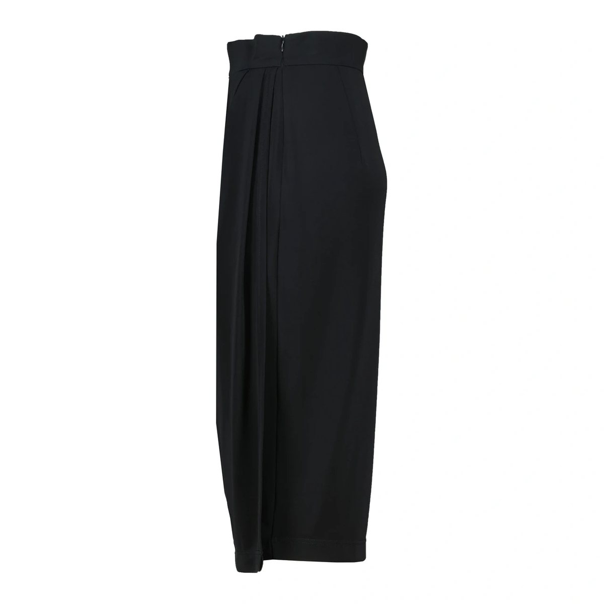 MUSTIQUE draped skirt in fluid black fabric by Xenia Joost, side view