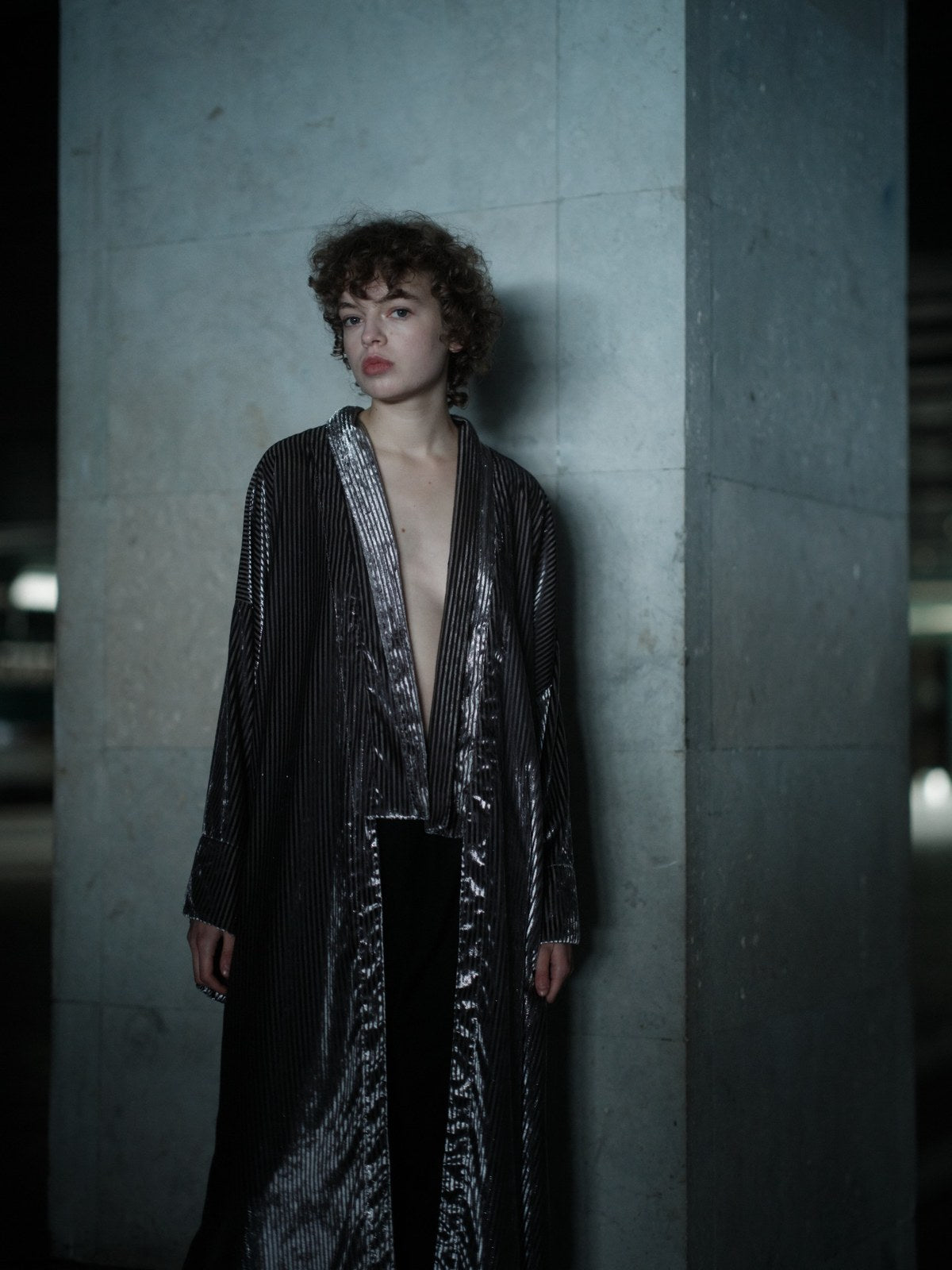 VELVET SWAGGER soft velvet kimono by Xenia Joost, worn open