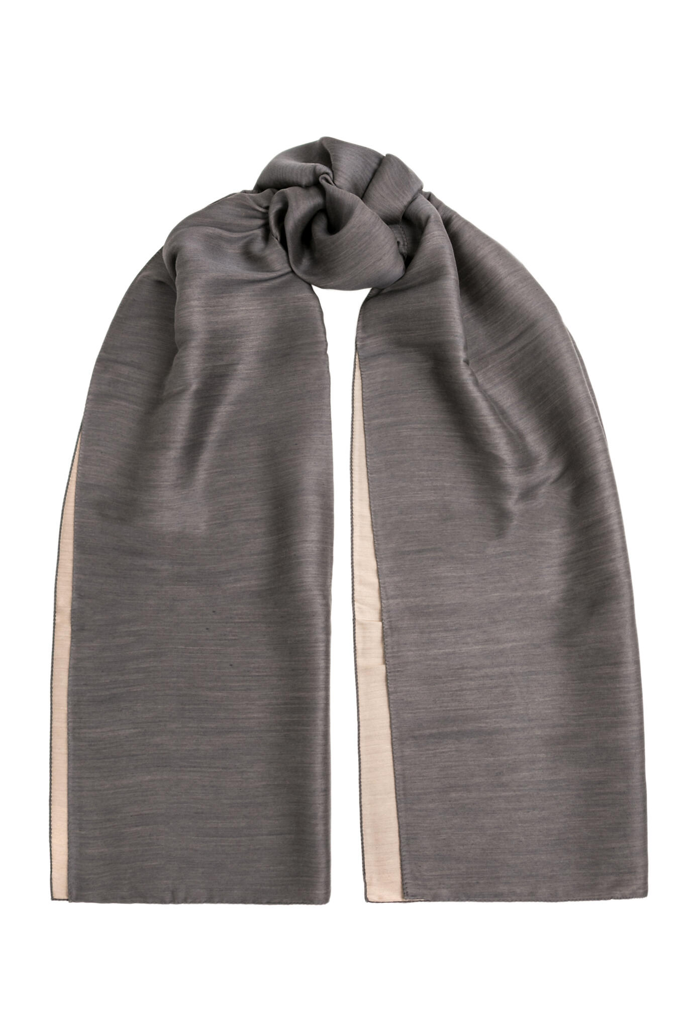 Santino - Wool Backed Silk Scarf - Grey